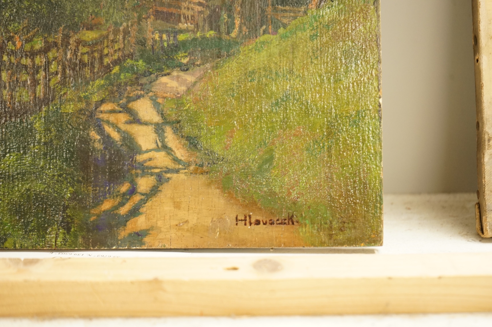 H. Louacek, oil on board, Austrian landscape, signed, inscribed verso, 40 x 42cm, unframed